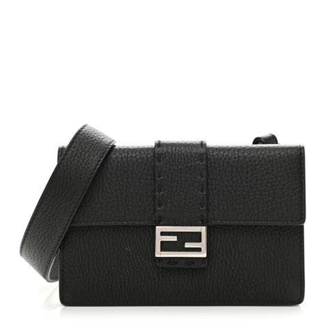 FENDI Cuoio Romano Selleria Baguette Black .